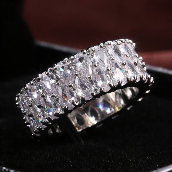 Jewelry - CZ Perfect Cut Baguette Crystal Cubic Zirconia Fashion Eternity Ring, L357